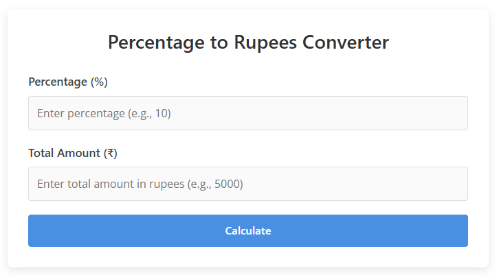 One Click Percentage to Rupees Converter