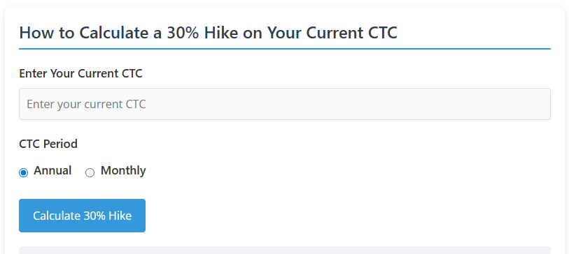 How to Calculate 30% Hike on CTC | 30% Salary Hike Calculator