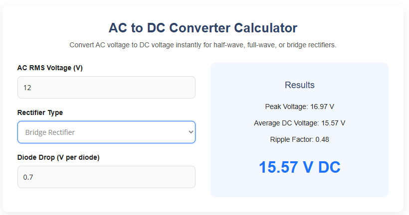 AC to DC Converter Calculator