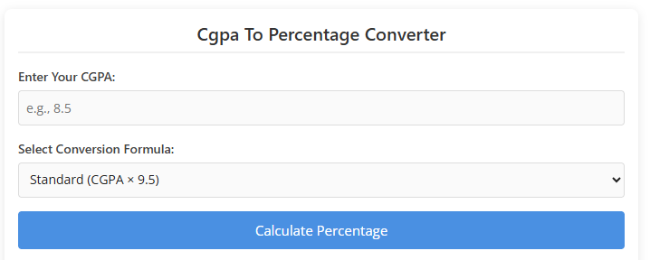 CGPA to Percentage Converter for CBSE, VTU & Universities