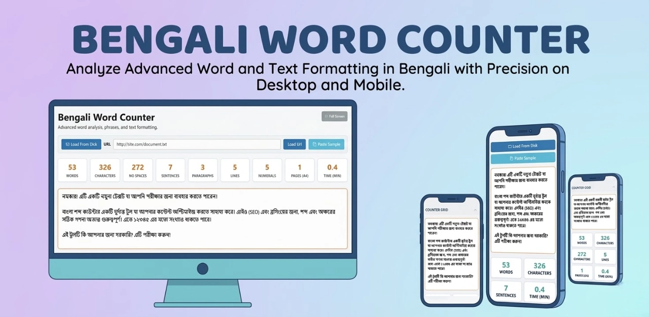 Bengali Word Counter Tool – Words, Characters & Sentences