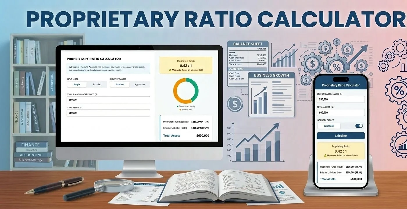 Proprietary Ratio Calculator – Equity vs Assets Analysis