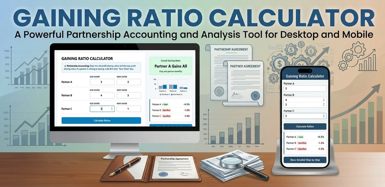 Gaining Ratio Calculator – Partnership Profit Sharing
