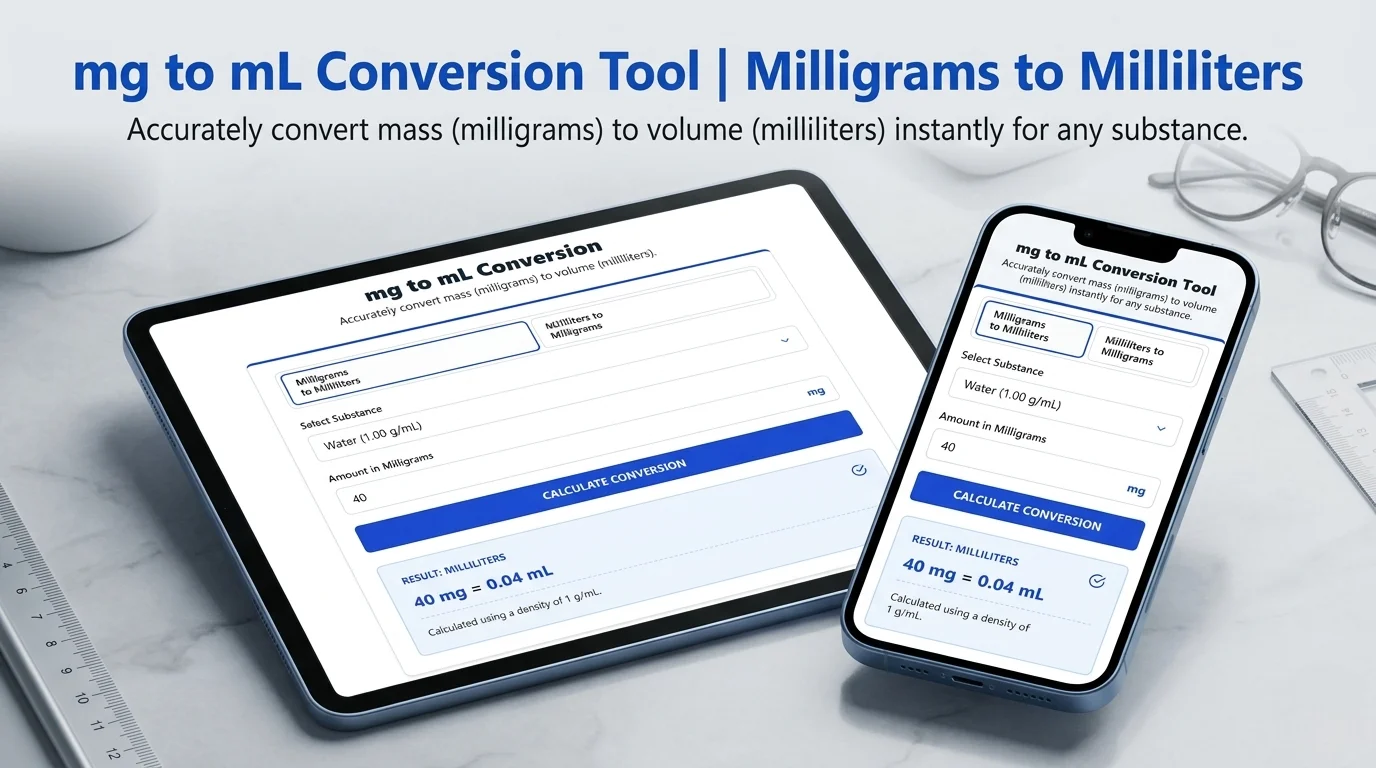mg to mL Conversion Tool | Milligrams to Milliliters