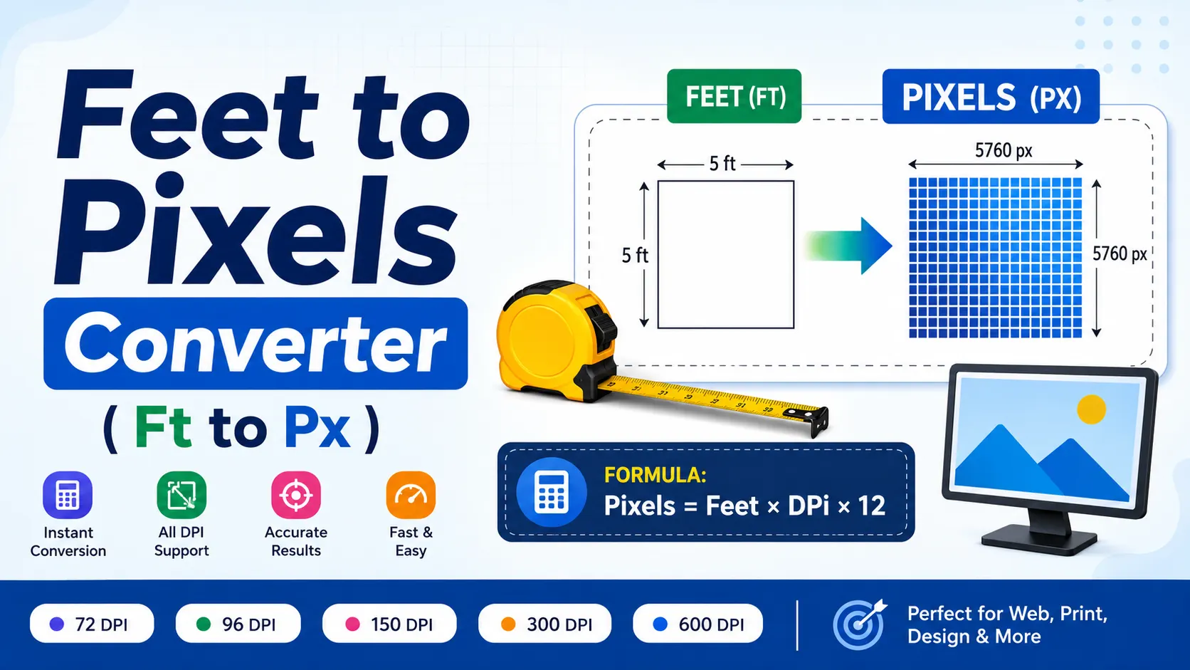 Feet to Pixels Converter | Ft to Px